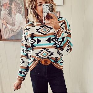 Savanna Jane Western Azteca Printed Sweater Size 2X